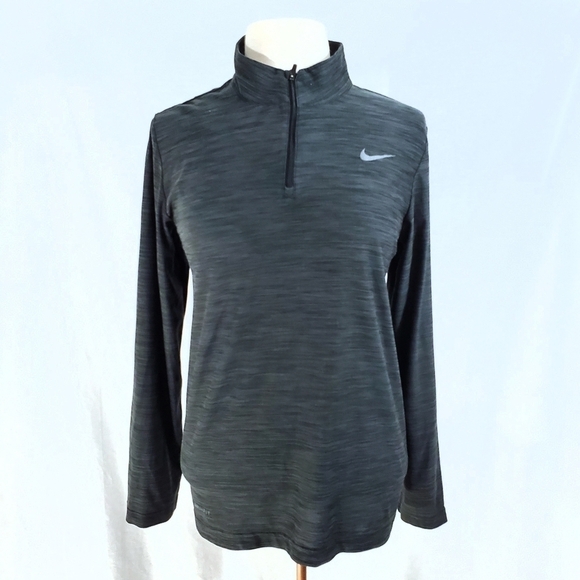 Nike Dri Fit Gray Striped Zip Pullover - Picture 1 of 9